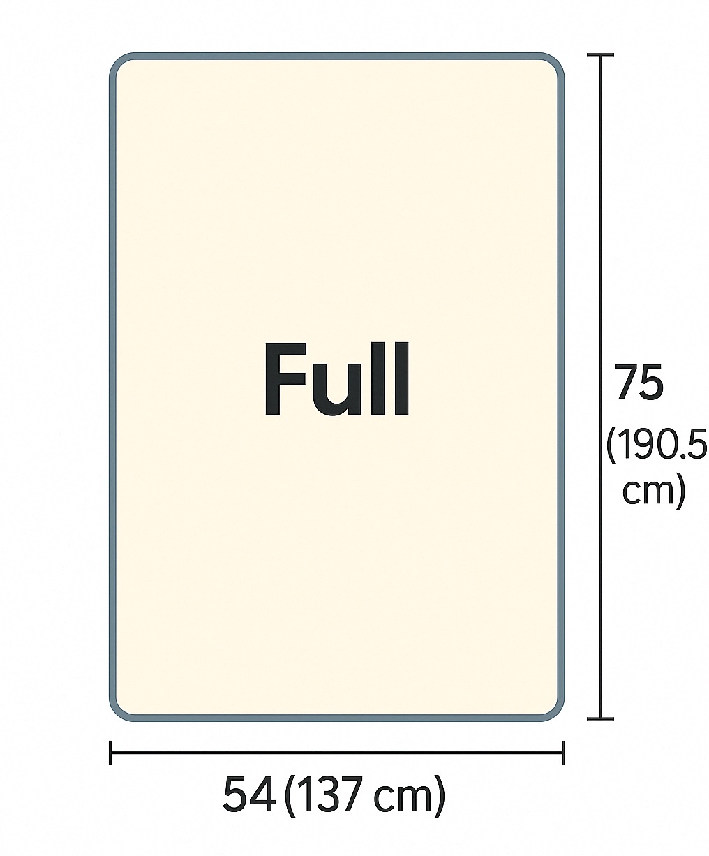 Full bed illustration with dimensions