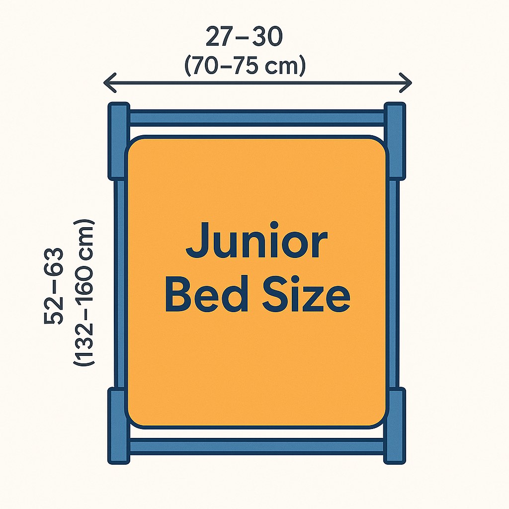 Junior Bed Size - illustration with dimensions