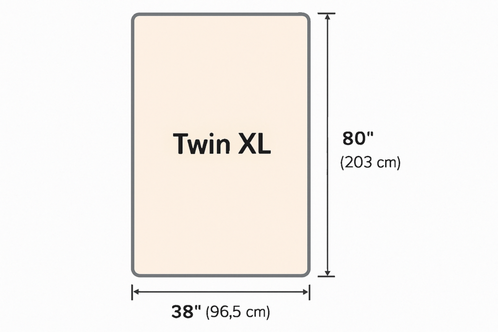 Twin XL bed size with dimensions